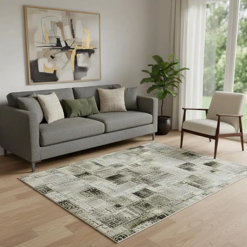 Gold Charcoal And Silver Abstract Washable Area Rug With UV Protection Photo 2