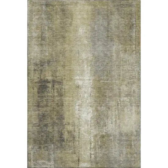Gold Charcoal And Silver Abstract Washable Area Rug With UV Protection Photo 7
