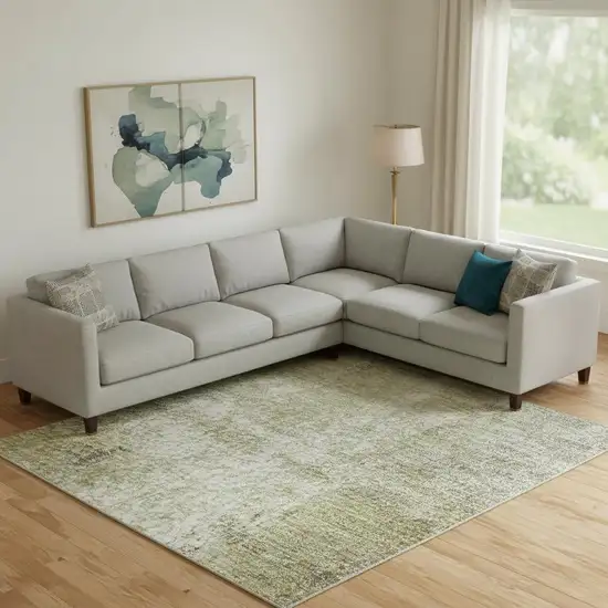 Gold Charcoal And Silver Abstract Washable Area Rug With UV Protection Photo 2