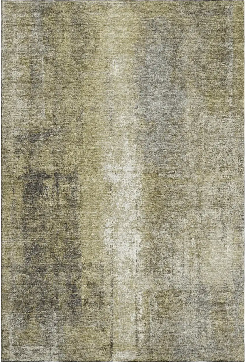 Gold Charcoal And Silver Abstract Washable Area Rug With UV Protection Photo 7