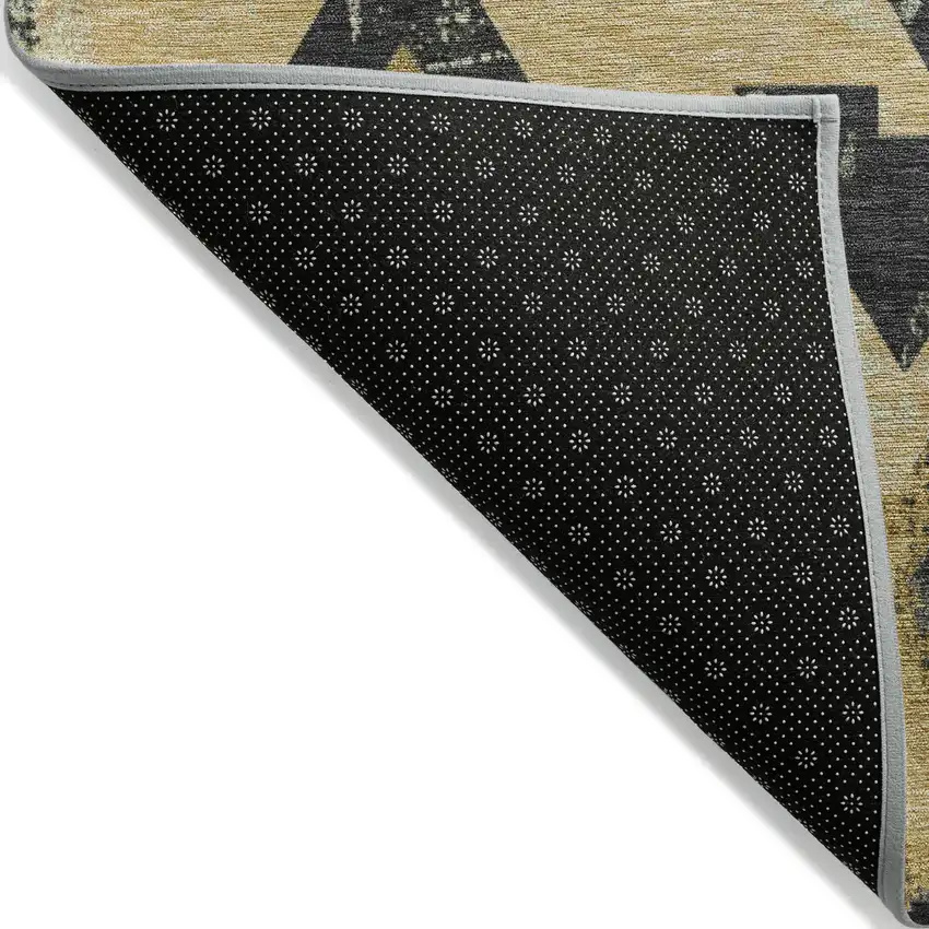 Gold Charcoal And Wheat Aztec Washable Indoor Outdoor Area Rug Photo 5