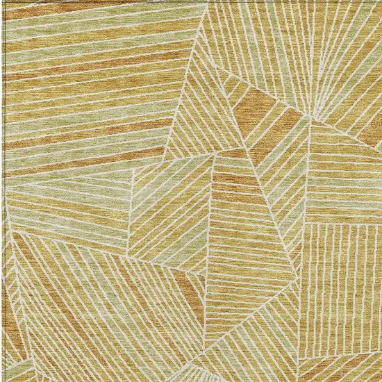Gold Copper And Brown Geometric Washable Indoor Outdoor Area Rug Photo 6