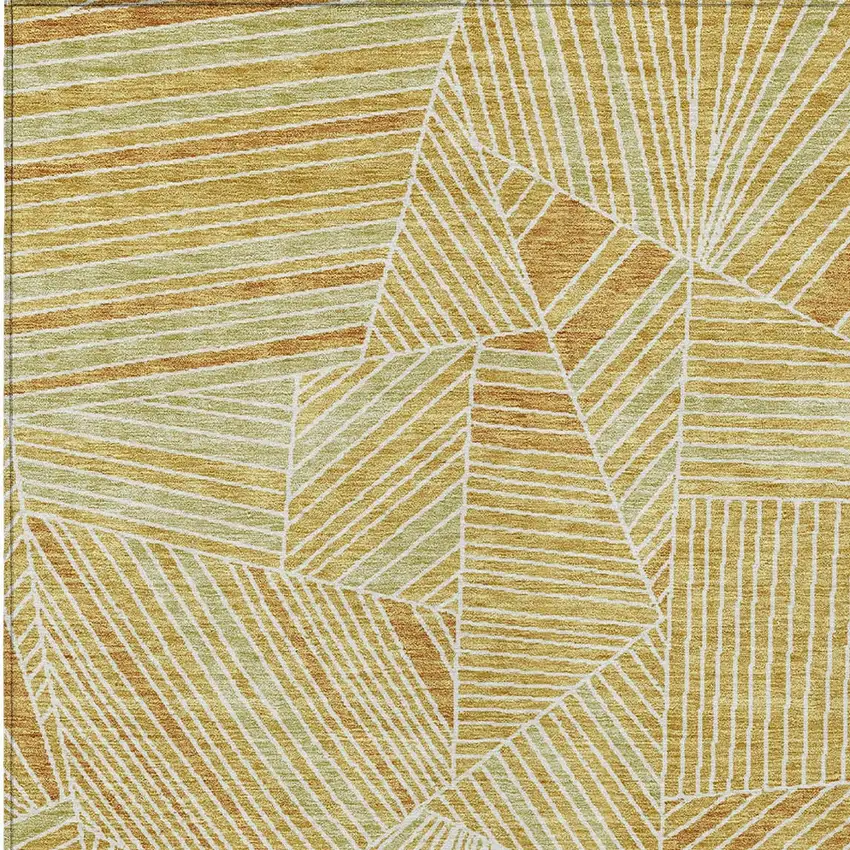 Gold Copper And Brown Geometric Washable Indoor Outdoor Area Rug Photo 6