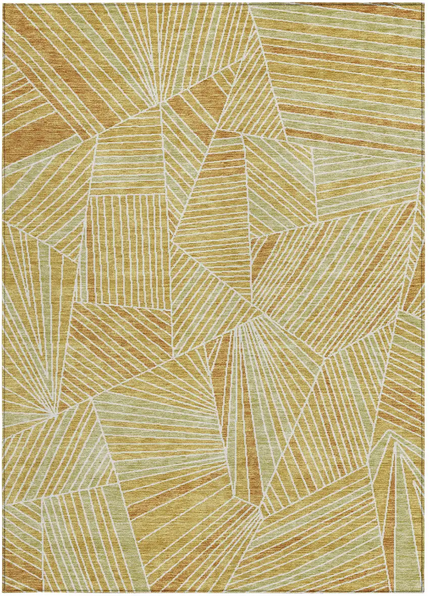 Gold Copper And Brown Geometric Washable Indoor Outdoor Area Rug Photo 7