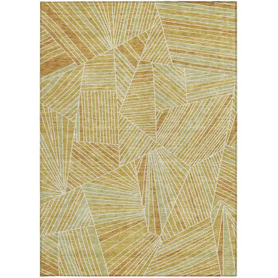 Gold Copper And Brown Geometric Washable Indoor Outdoor Area Rug Photo 7