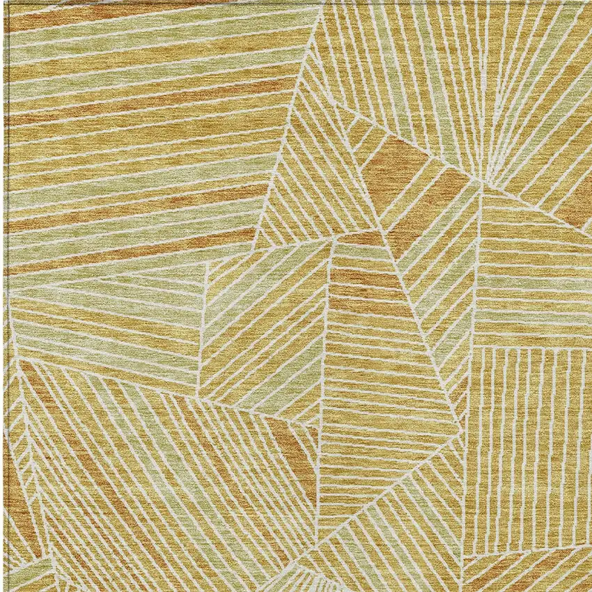 Gold Copper And Brown Geometric Washable Indoor Outdoor Area Rug Photo 6