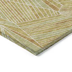 Photo of Gold Copper And Brown Geometric Washable Indoor Outdoor Area Rug
