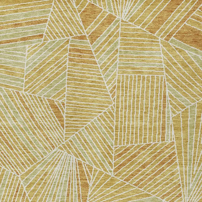 Gold Copper And Brown Geometric Washable Indoor Outdoor Area Rug Photo 5