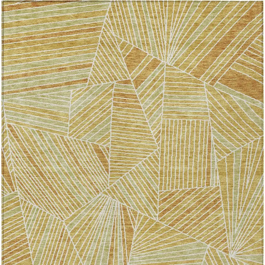 Gold Copper And Brown Geometric Washable Indoor Outdoor Area Rug Photo 6