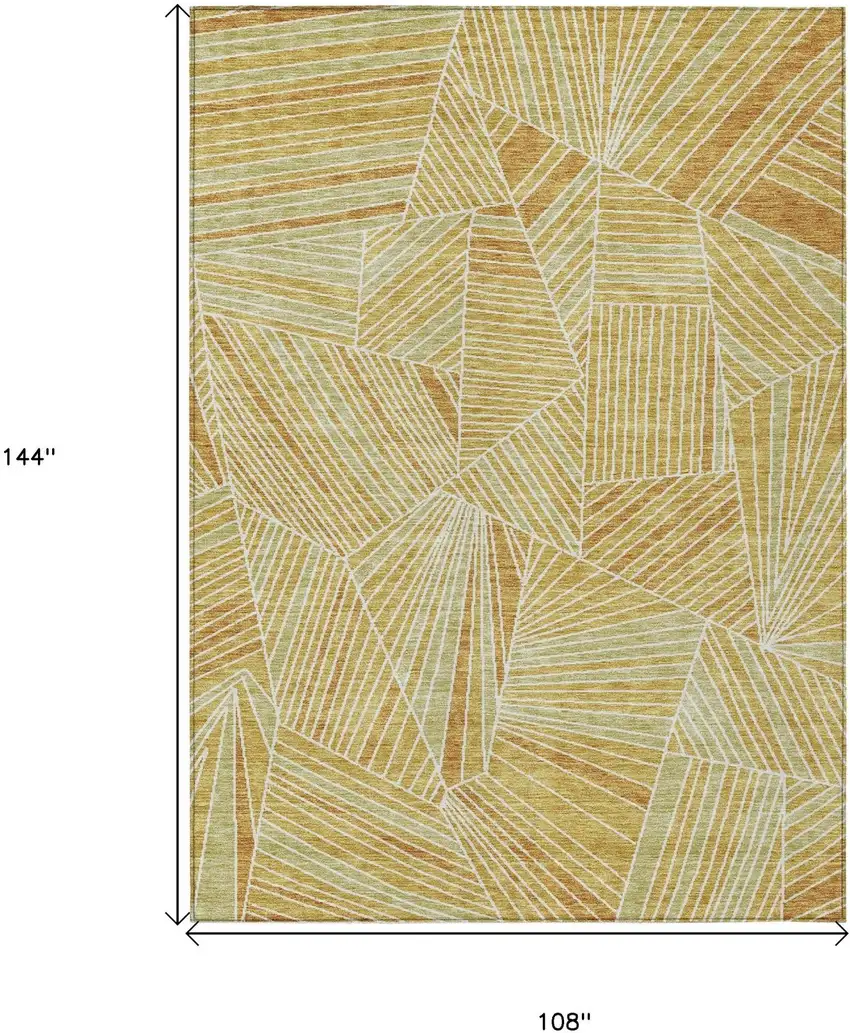 Gold Copper And Brown Geometric Washable Indoor Outdoor Area Rug Photo 7