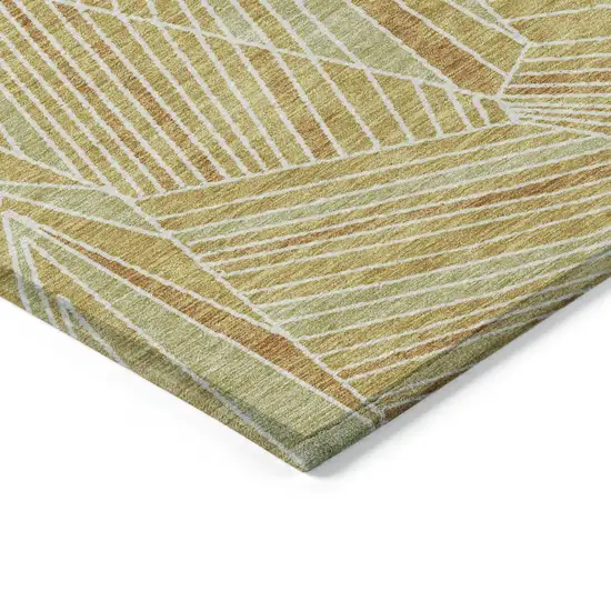 Gold Copper And Brown Geometric Washable Indoor Outdoor Area Rug Photo 3
