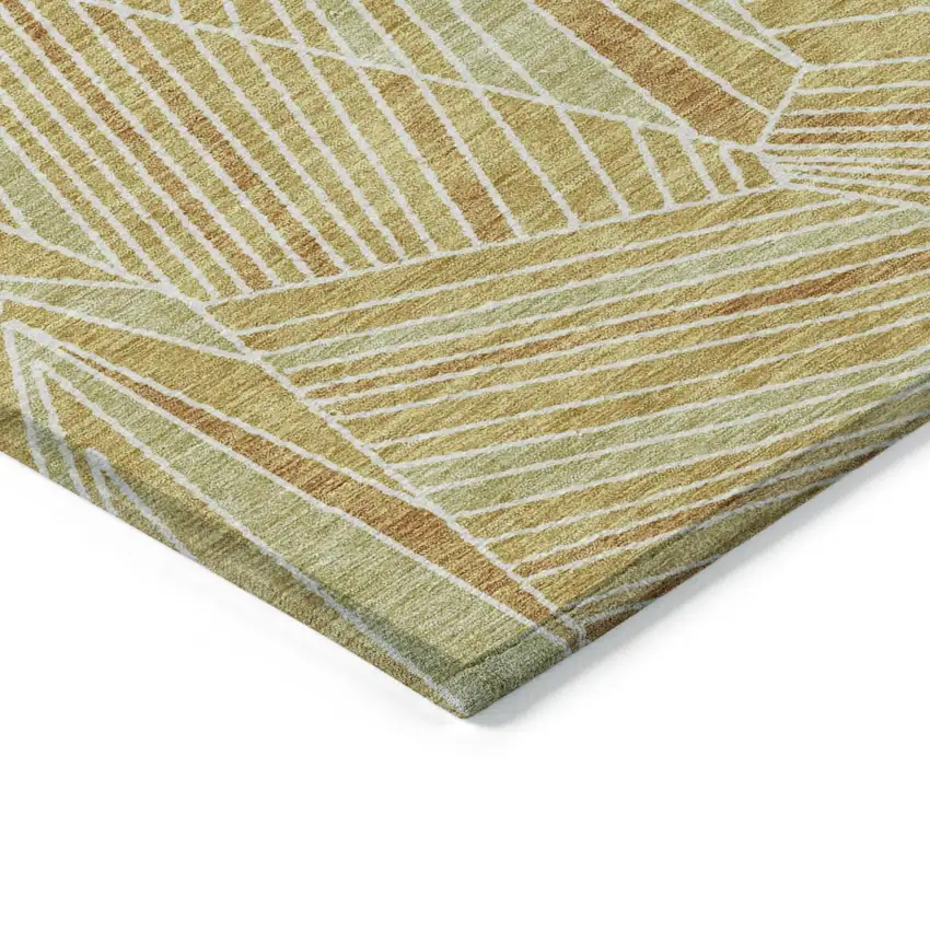 Gold Copper And Brown Geometric Washable Indoor Outdoor Area Rug Photo 3