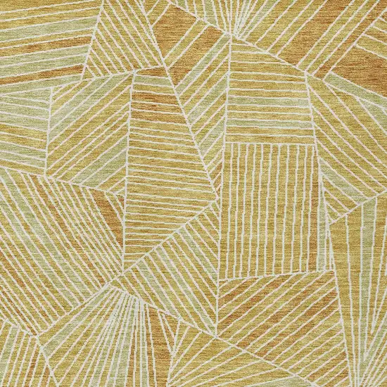 Gold Copper And Brown Geometric Washable Indoor Outdoor Area Rug Photo 6