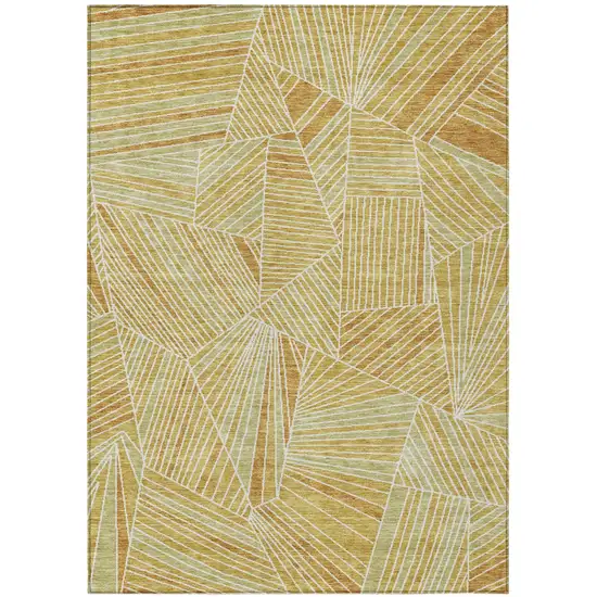 Gold Copper And Brown Geometric Washable Indoor Outdoor Area Rug Photo 2