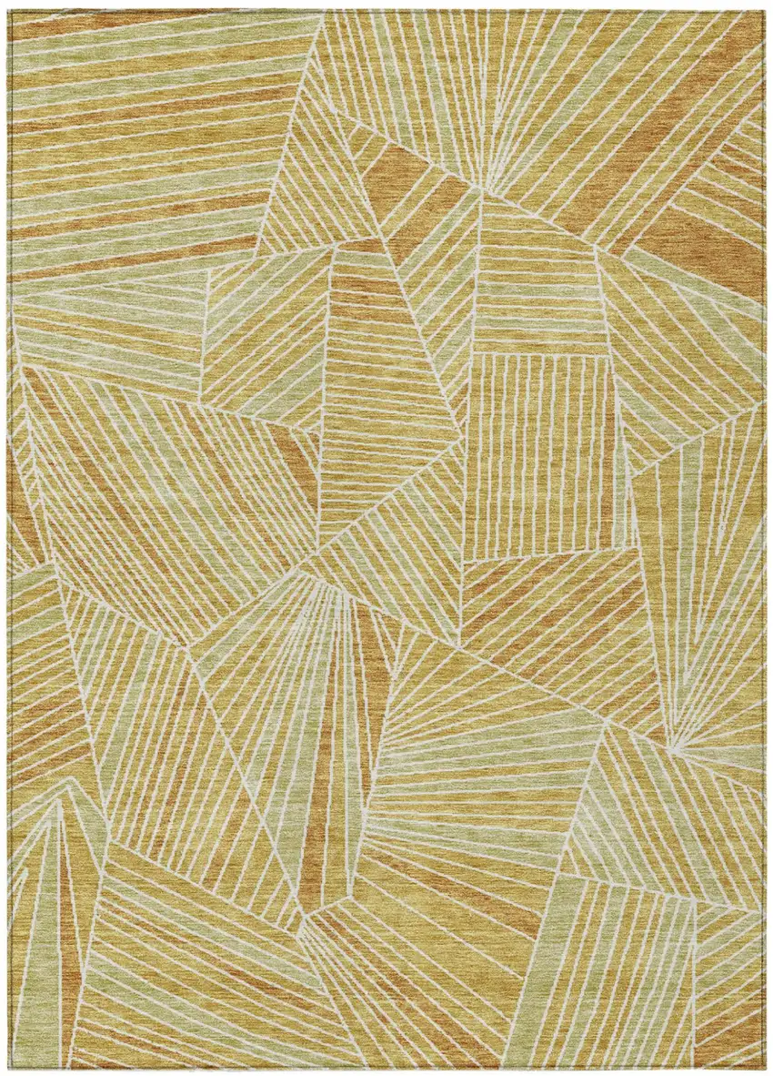 Gold Copper And Brown Geometric Washable Indoor Outdoor Area Rug Photo 2
