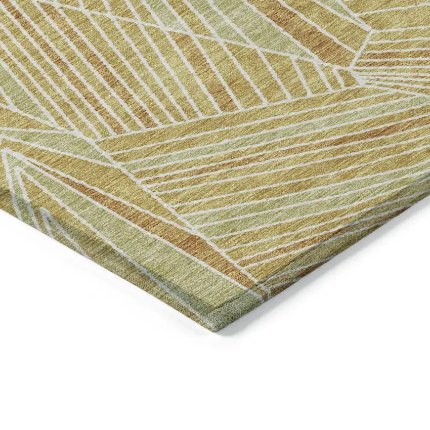 Gold Copper And Brown Geometric Washable Indoor Outdoor Area Rug Photo 2