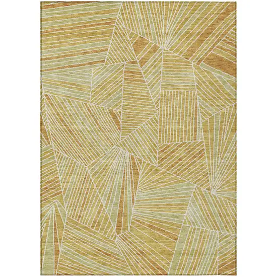 Gold Copper And Brown Geometric Washable Indoor Outdoor Area Rug Photo 1