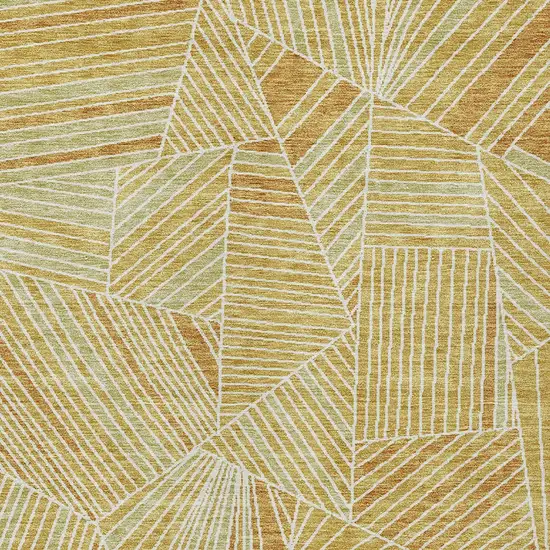 Gold Copper And Brown Geometric Washable Indoor Outdoor Area Rug Photo 4