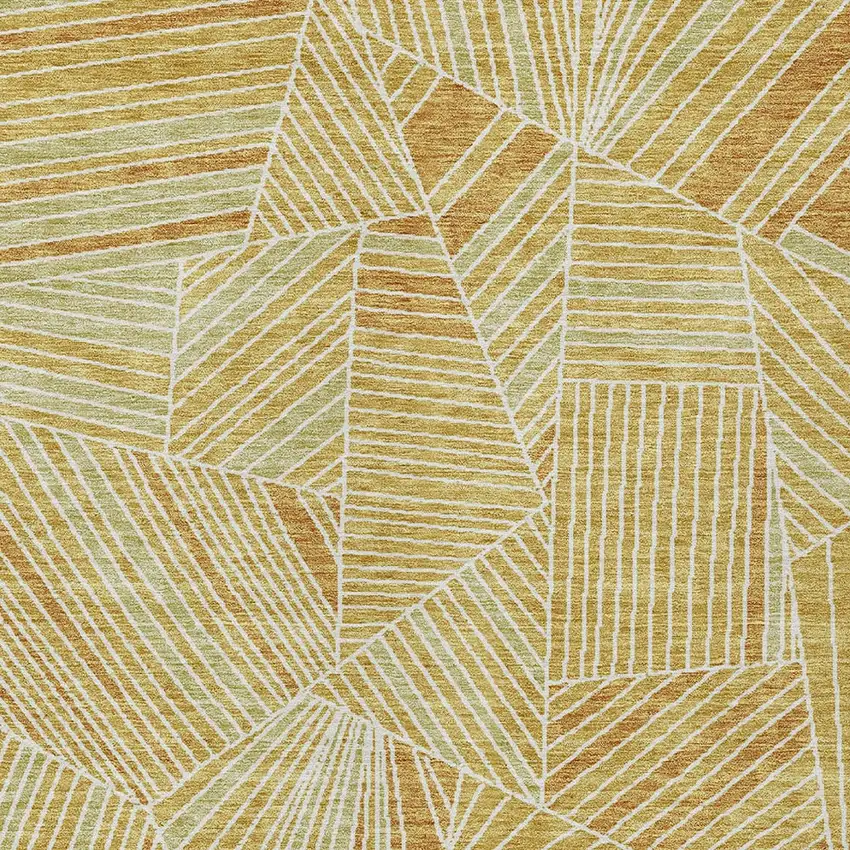 Gold Copper And Brown Geometric Washable Indoor Outdoor Area Rug Photo 4