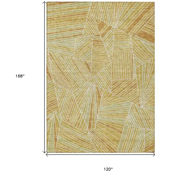 Gold Copper And Brown Geometric Washable Indoor Outdoor Area Rug Photo 7