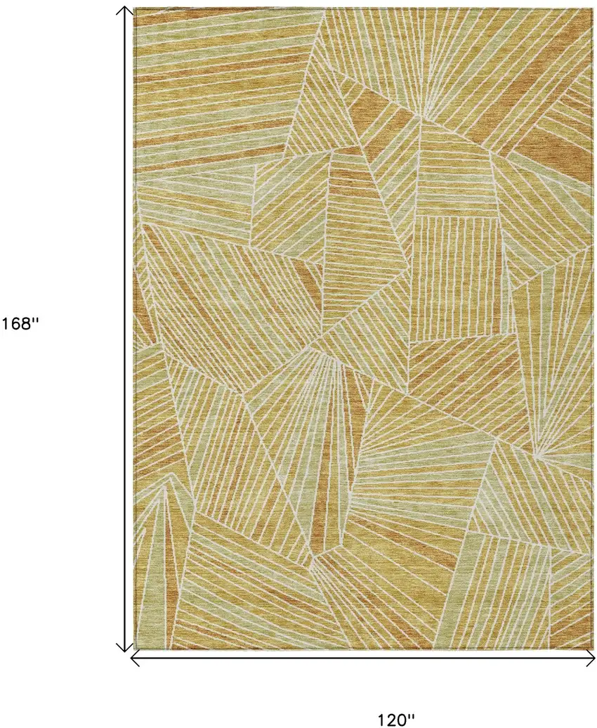 Gold Copper And Brown Geometric Washable Indoor Outdoor Area Rug Photo 7