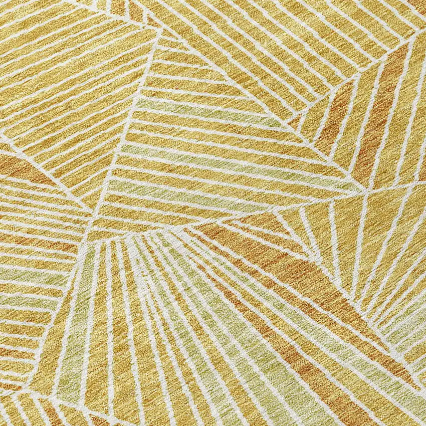 Gold Copper And Brown Geometric Washable Indoor Outdoor Area Rug Photo 3