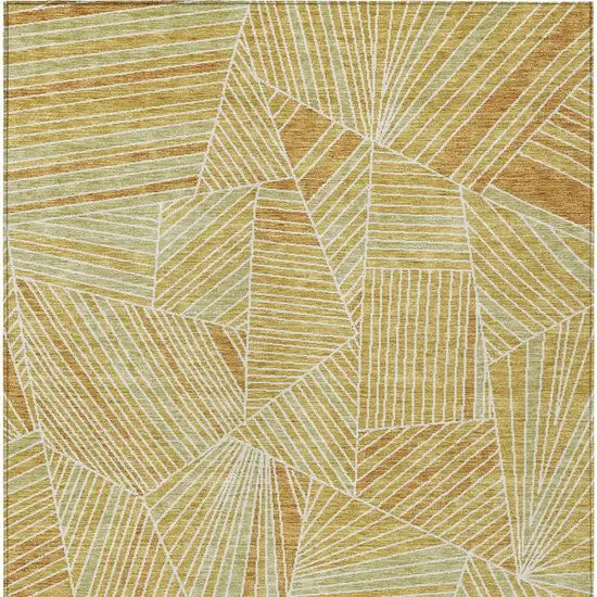 Gold Copper And Brown Geometric Washable Indoor Outdoor Area Rug Photo 5