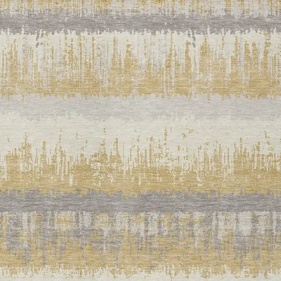 Gold Copper And Gray Striped Washable Indoor Outdoor Area Rug Photo 6