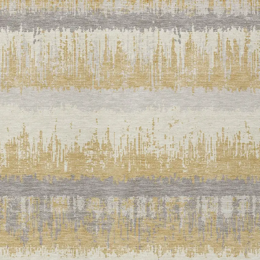 Gold Copper And Gray Striped Washable Indoor Outdoor Area Rug Photo 6