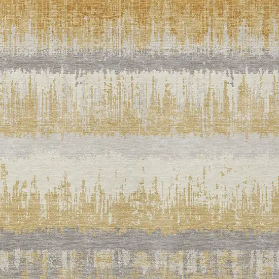 Gold Copper And Gray Striped Washable Indoor Outdoor Area Rug Photo 6