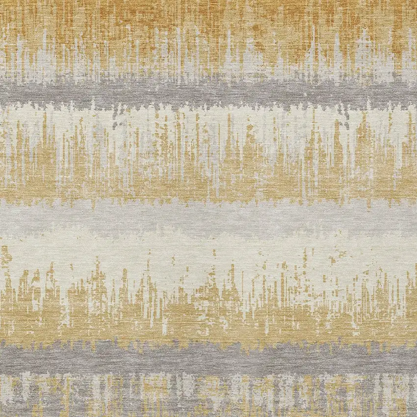 Gold Copper And Gray Striped Washable Indoor Outdoor Area Rug Photo 6