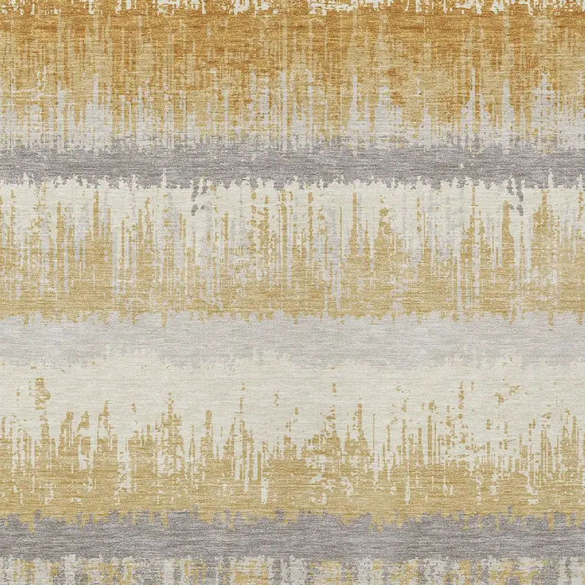 Gold Copper And Gray Striped Washable Indoor Outdoor Area Rug Photo 6