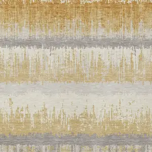 Photo of Gold Copper And Gray Striped Washable Indoor Outdoor Area Rug