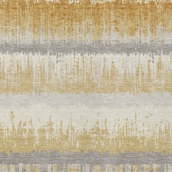 Gold Copper And Gray Striped Washable Indoor Outdoor Area Rug Photo 6