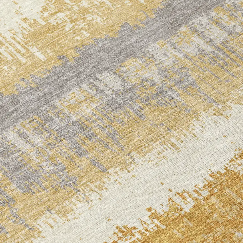 Gold Copper And Gray Striped Washable Indoor Outdoor Area Rug Photo 5