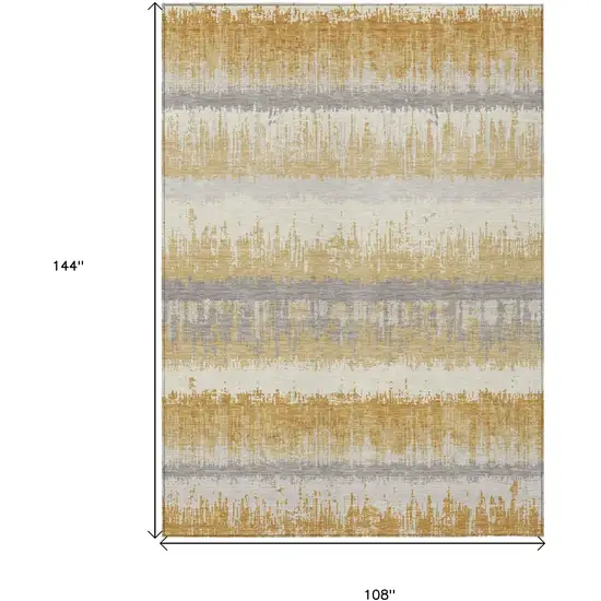 Gold Copper And Gray Striped Washable Indoor Outdoor Area Rug Photo 3