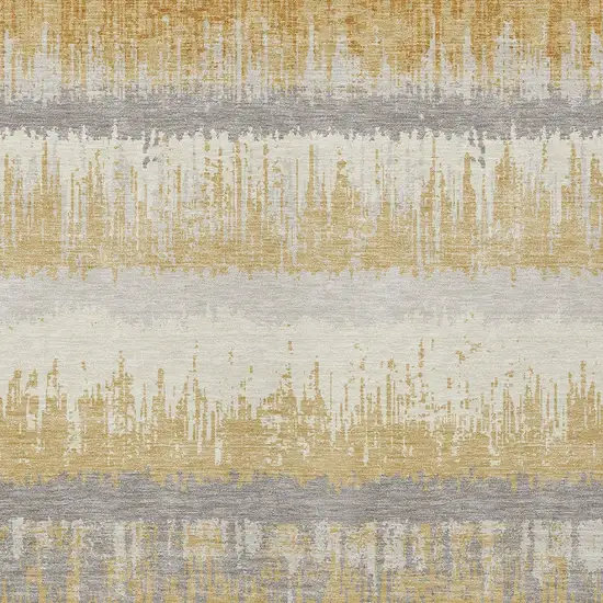Gold Copper And Gray Striped Washable Indoor Outdoor Area Rug Photo 6