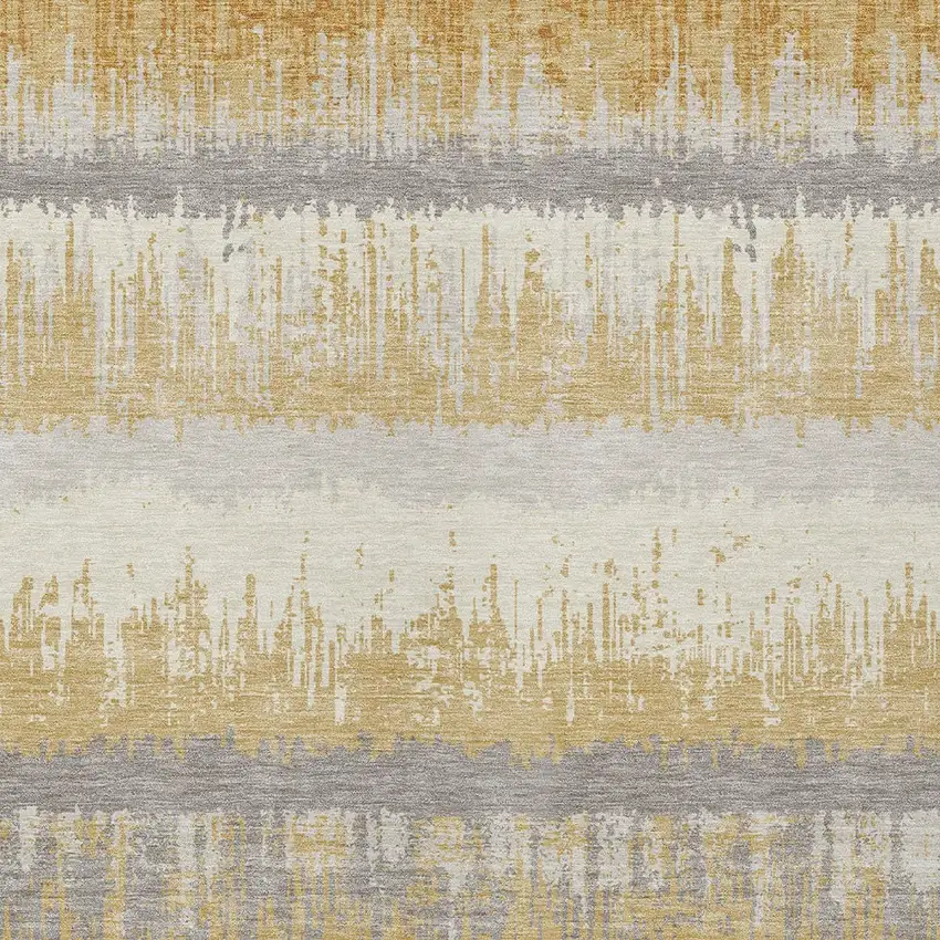 Gold Copper And Gray Striped Washable Indoor Outdoor Area Rug Photo 6