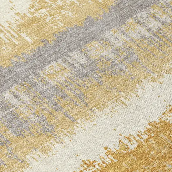 Gold Copper And Gray Striped Washable Indoor Outdoor Area Rug Photo 5