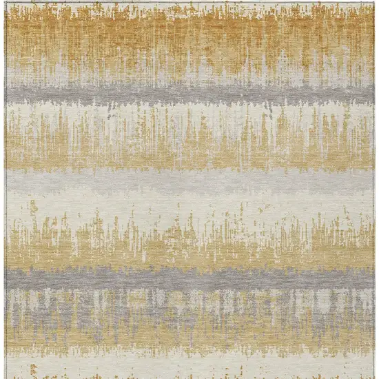 Gold Copper And Gray Striped Washable Indoor Outdoor Area Rug Photo 6