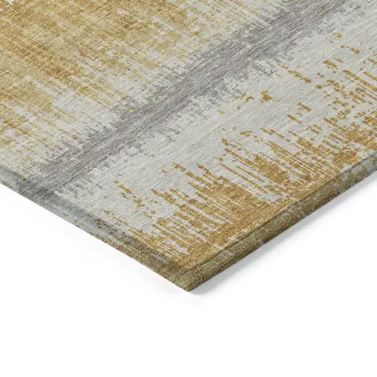 Gold Copper And Gray Striped Washable Indoor Outdoor Area Rug Photo 4