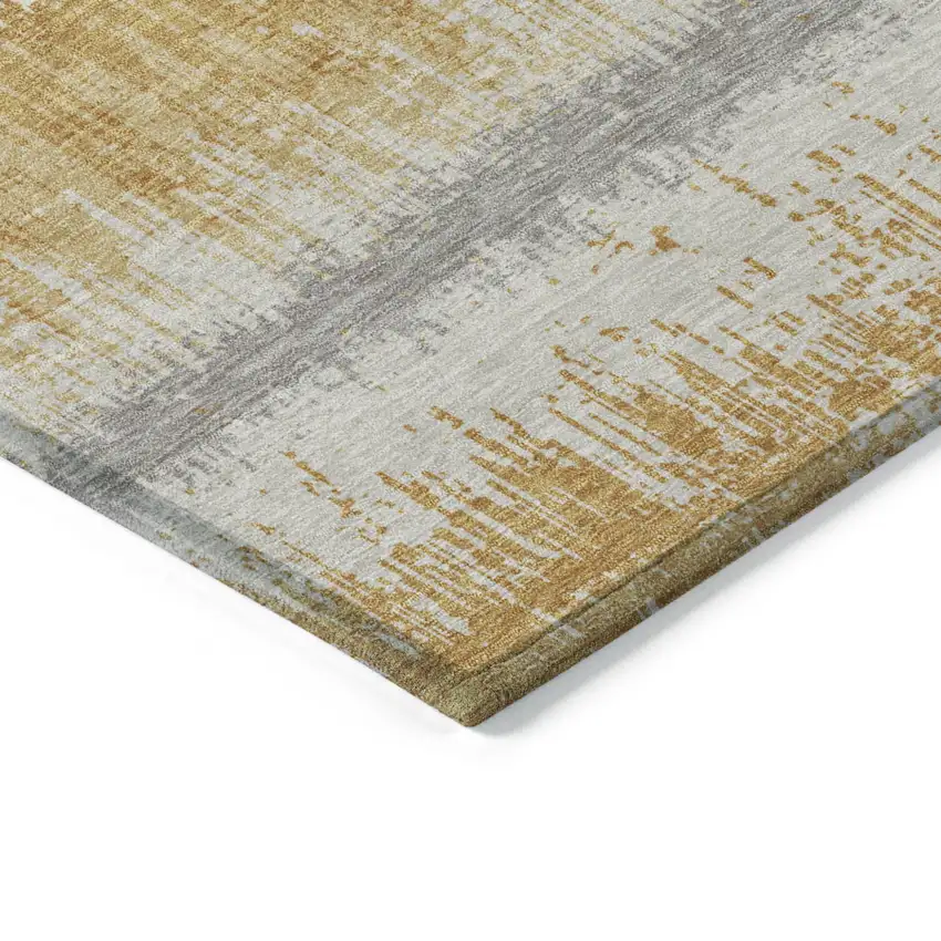Gold Copper And Gray Striped Washable Indoor Outdoor Area Rug Photo 4