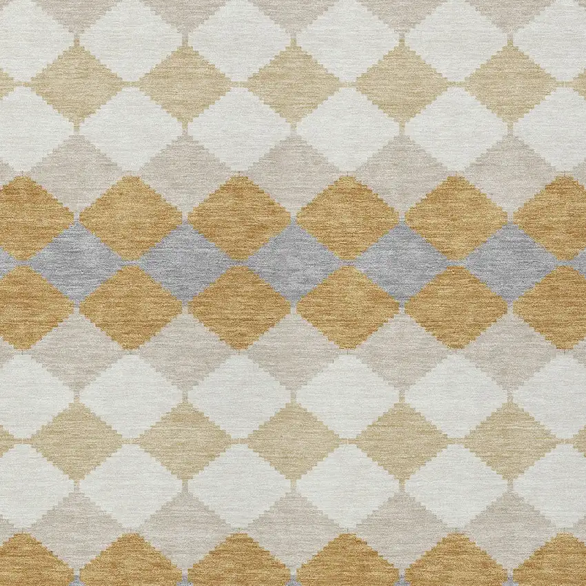 Gold Copper And Ivory Geometric Washable Indoor Outdoor Area Rug Photo 6