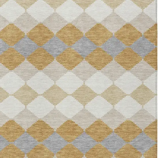 Gold Copper And Ivory Geometric Washable Indoor Outdoor Area Rug Photo 6