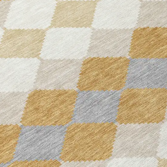 Gold Copper And Ivory Geometric Washable Indoor Outdoor Area Rug Photo 5