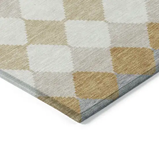Gold Copper And Ivory Geometric Washable Indoor Outdoor Area Rug Photo 4
