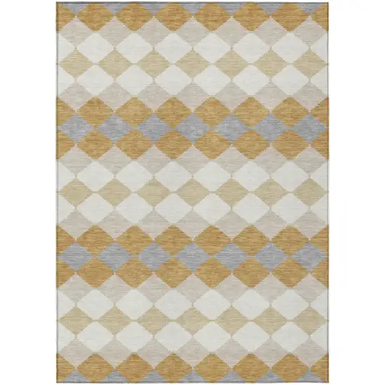 Gold Copper And Ivory Geometric Washable Indoor Outdoor Area Rug Photo 2