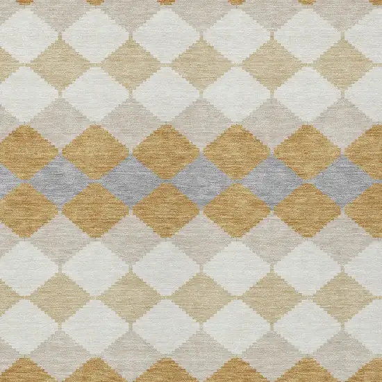 Gold Copper And Ivory Geometric Washable Indoor Outdoor Area Rug Photo 6