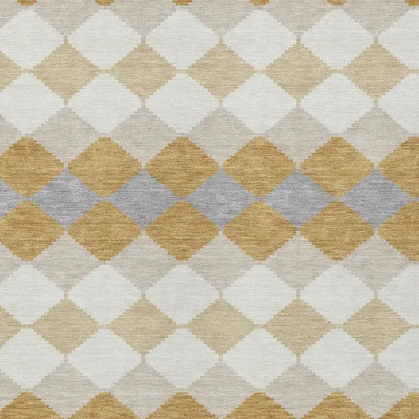 Gold Copper And Ivory Geometric Washable Indoor Outdoor Area Rug Photo 6