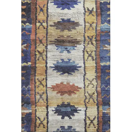 Gold Copper And Ivory Tribal Washable Area Rug With UV Protection Photo 3